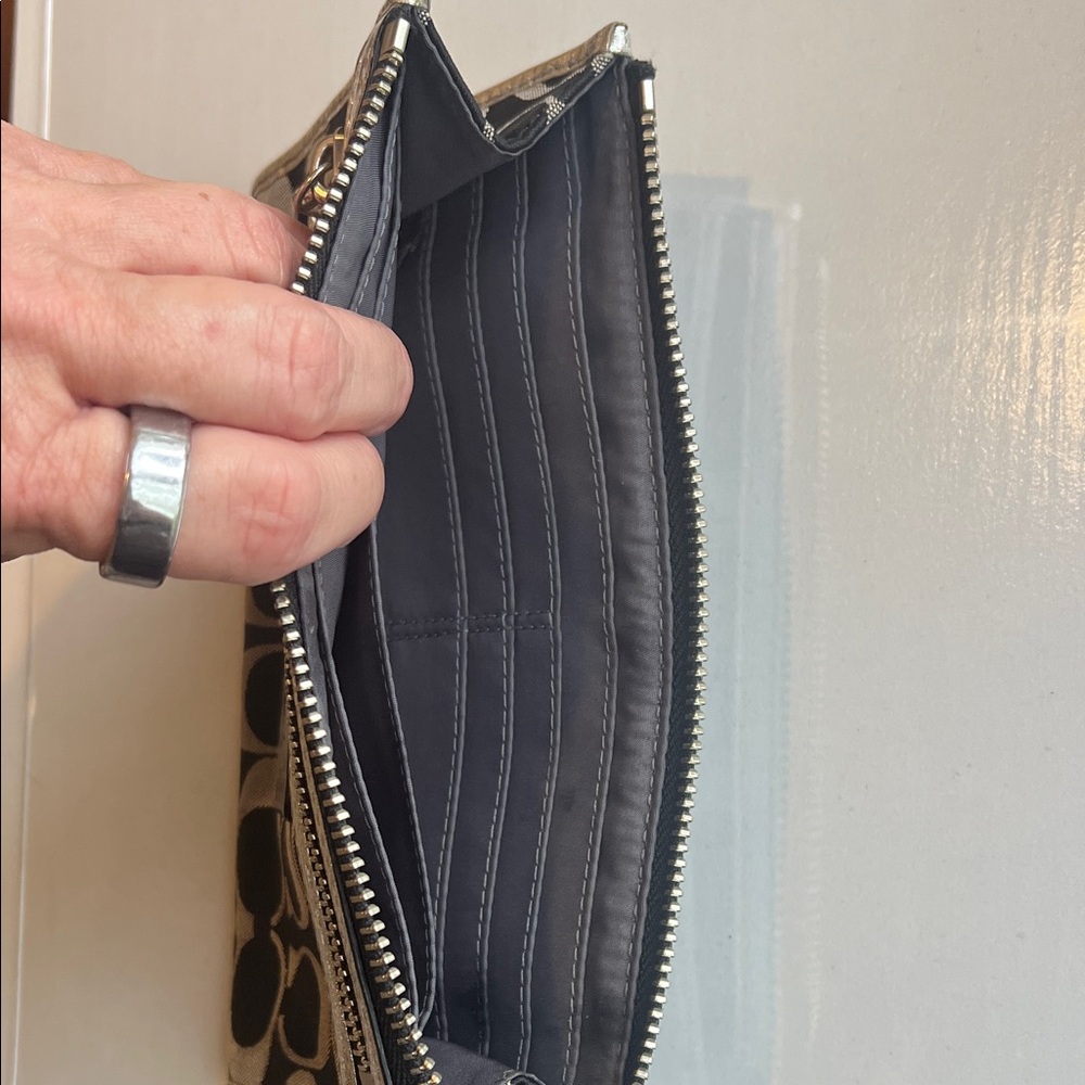 Coach Poppy Black and Silver Signature Wristlet - Picture 7 of 12